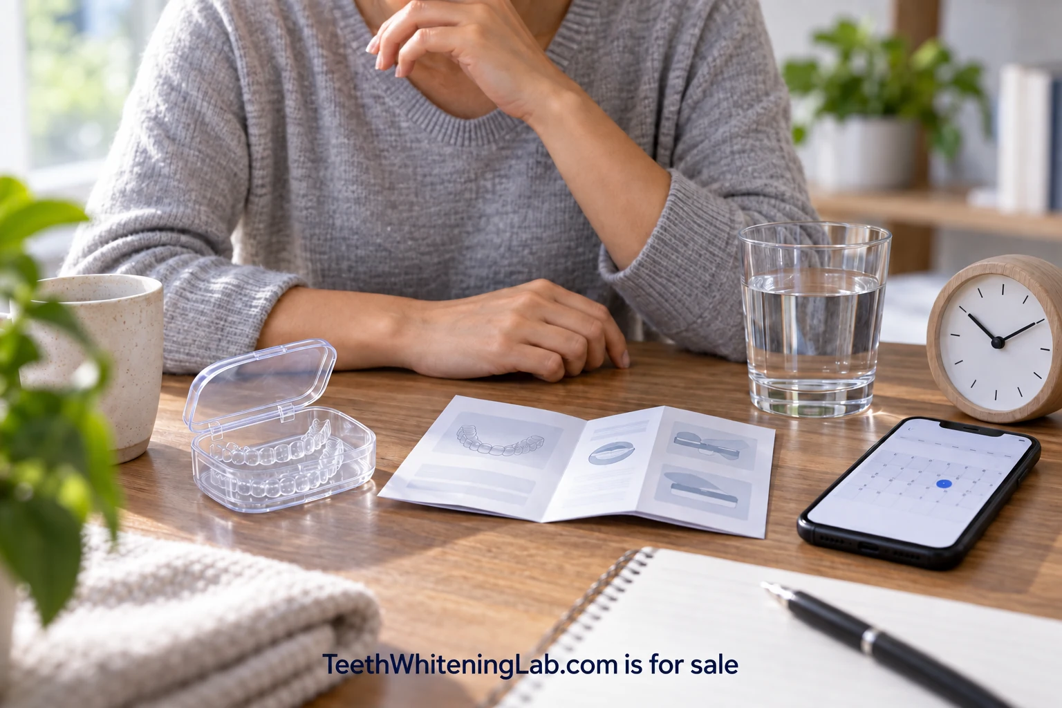 Whitening trays and materials illustrating a discussion of sensitivity